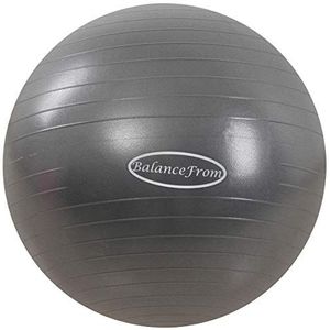 BalanceFrom Anti-burst en antislip oefenbal voor yoga, fitness, geboorte met snelpomp, capaciteit 907 kg (38-45 cm, S, grijs)