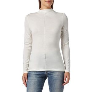 s.Oliver BLACK LABEL T-shirt à manches longues pour femme avec col montant, Blanc., 44