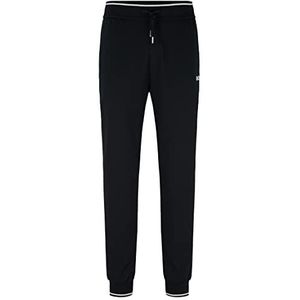 BOSS Heren tracksuit broek trainingsbroek van katoenmix met geborduurd logo, zwart, S, zwart.