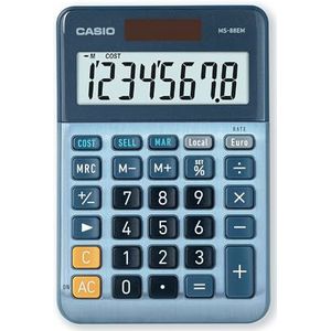 Casio MS88EM Desktop Calculator 8-cijferige valutaomrekeningskosten van aluminium voor de verkoopprijs, aangedreven door blauwe zonnebatterij