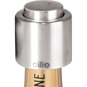 Cilio Champagneflesdop van gepolijst roestvrij staal, zilverkleurig, 6 x 5 x 5 cm