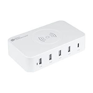 Good Connections 60 W USB snellaadstation - 5 poorten - 1 x USB C max. 12 W en 4 x USB A max. 12 W, totaal max. 60 W - en 10 W Qi draadloos opladen - voor smartphone, tablet, iPhone, iPad enz.