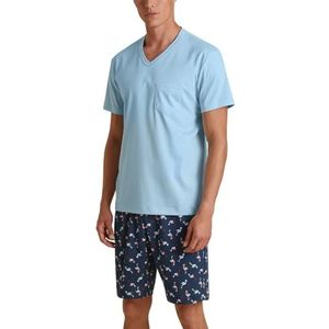 CALIDA Relax Streamline 2 Pyjama court pour homme, Bleu cascade, 54-56