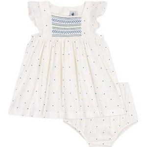 Petit Bateau Robe À Manches Courtes Et Bloomer Fille, Blanc/multicolore, 3 ans