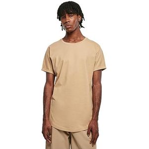 Urban Classics Long Shaped Turnup Tee T-shirt voor heren (1 stuk), Effen beige