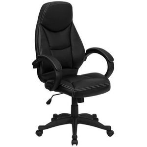 Flash Möbel H-hlc-0005-high-1b-ggg, hoge rug, leer, zwart, moderne bureaustoel