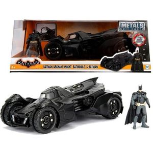 Jada Toys 253215004 Arkham Knight Batmobil, zeer gedetailleerd 1:24 modelauto incl. Batman-figuur, cockpit en deuren kunnen worden geopend, met vrijloop, zwart