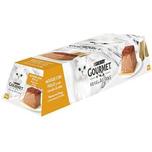Purina Gourmet Revelations Foam met saus, nat voer voor katten met kip, 6 verpakkingen van 4 piramides à 57 g - 24 piramides