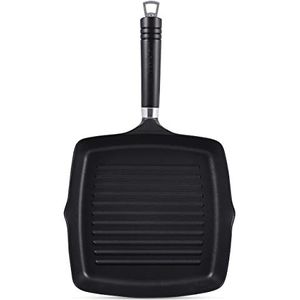 Ken Hom KH425004 grillpan van gegoten aluminium, 25 cm, zonder inductie, inclusief fenolische handgreep