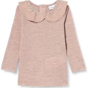 NAME IT Nmfwang Wool Need.LS Top avec collier XXIII Chemise à manches longues pour fille, Sphinx, 110