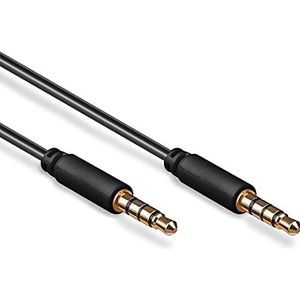 Goobay 63832 AUX-kabel, 3,5 mm jack mannelijk naar 3,5 mm jack mannelijk (4-polig, stereo), 3 m, zwart