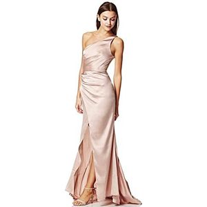 Jarlo London Lange asymmetrische Lisa jurk met geplooide details Damesjurk, Slinky Nude, Eén maat