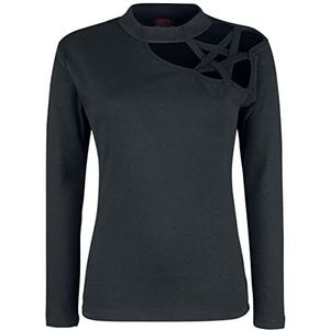 Spiral - Gothic Elegance - Top met lange mouwen - Pentagram op de schouder, zwart.