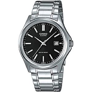 Casio - Herenhorloge - MTP-1183A-1AEF - kwarts analoog - zwarte wijzerplaat - zilveren stalen armband, zwart/zilver, armband, Zwart/Zilver, Armband