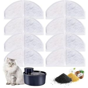 Set van 8 filters voor kattenfontein met koolstoffilter en schuimfilter, vervangingsfilter voor Dhohoo waterfontein 2,5 liter
