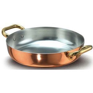 Pentole Agnelli ALCU11036 pan, 36 cm, glad koper, vertind met 2 messing handgrepen