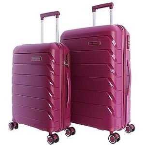 Don Algodon - Cabine reiskoffer - Cabine koffer 55x40x20 - Reiskoffer - Robuuste cabinekoffer - Robuuste vliegtuigbagage trolley met 4 360° wielen en hangsloten, fuchsia, set cabine +, Fuchsia, Cabine