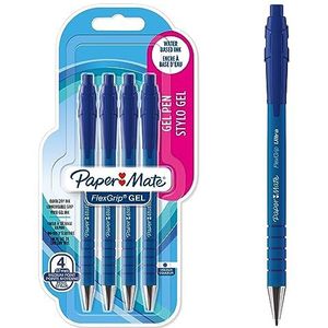 Paper Mate FlexGrip gelpen, middelpunt (0,7 mm), blauwe inkt, 4 stuks