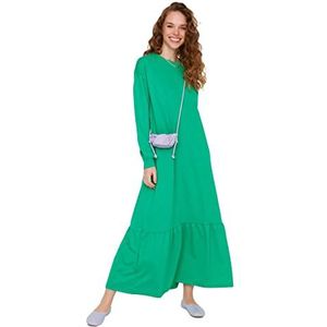 TRENDYOL Trendyol Maxi-jurk voor dames, smock met ronde hals, jurk voor dames (1 stuk), Groen