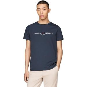 Tommy Hilfiger T-shirt à manches courtes pour homme avec logo Tommy et col rond, Gris (denim militaire), XS