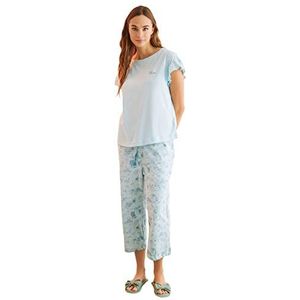 Women'secret Pyjama Capri, 100% katoen, bedrukt, blauw, Groen