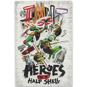 Open Road Brands Metalen bord TMNT Teenage Mutant Ninja Turtles Heroes in een halve schaal grappige wanddecoratie voor slaapkamer of herengrot