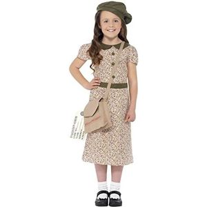 Smiffys Kostuum met motief voor meisjes, geëvacueerd, met jurk, tas, ID-label voor kinderen, 27533M, meerkleurig, M