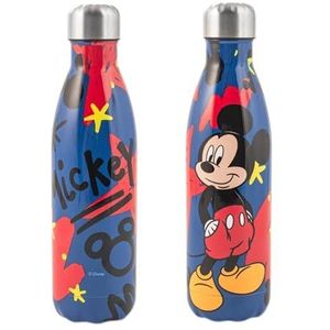 H&H Mickey Lifestyle thermosfles voor kinderen, roestvrij staal, versierd, 0,5 l, luchtdicht, BPA-vrij