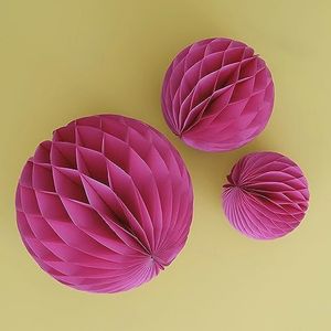 Ginger Ray 3 stuks feestdecoraties van honingraatpapier, fuchsia