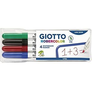 GIOTTO Robercolor - Etui met 4 bijpassende whiteboardstiften - fijne ronde punt