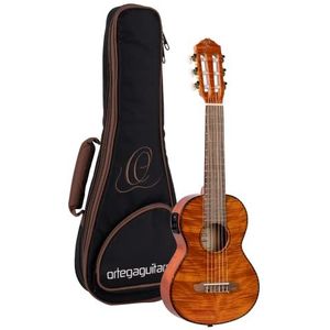 Ortega Guitars Elektro-akoestische reisgitaar - Mini/Travel serie - 6-snarige gitaar - incl. tas - gevlamd mahonie (RGLE18FMH)