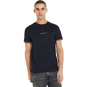 Tommy Hilfiger Tommy Logo Tipped Tee S/S T-shirts voor heren, Desert Sky