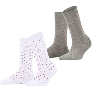 ESPRIT Fine Dot 2-pack W So Baumwolle Gemustert 2 paar damessokken (2 stuks), Veelkleurig Grijs Wit 0040, 35-38
