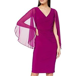 Gina Bacconi Dames cocktailjurk jersey chiffon jurk, pruim glanzend