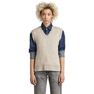 G-STAR RAW Damesvest mouwloos los gebreid vest beige/kaki (bruine rijst C928-d309), XL, beige/kaki (bruine rijst C928-d309)