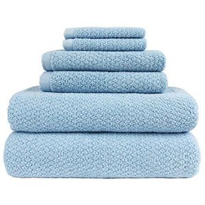 Everplush Ensemble de 6 serviettes de bain jacquard diamant aigue-marine