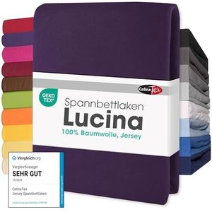 CelinaTex Lucina Hoeslakens 90x200-100x200 cm paars katoen hoeslaken Jersey Sheets