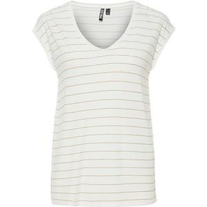 Pieces Pcbillo Lurex Stripes Noos Bc T-shirt, helder wit, XL, Helder wit