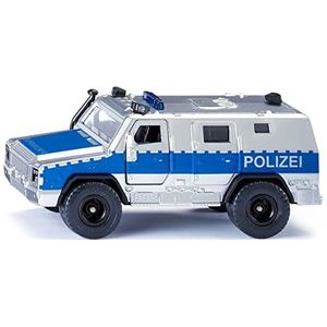 siku 2304, Rheinmetall MAN Survivor R, Politie-hulpverleningsvoertuig, 1:50, metaal/kunststof, zilver/blauw, deuren kunnen open