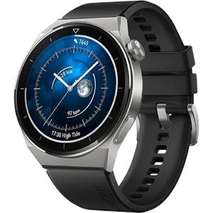 HUAWEI Watch GT 3 Pro 46 mm titanium behuizing met zwarte fluorelastomeerband, [standaard Duitse versie] 30 maanden garantie