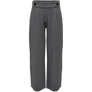 JdY Geggo New Long Pant JRS Noos damesbroek met plooien medium grijs gemêleerd/detail: zwarte knopen, XXS/32L, middelgrijze mix, details: zwarte knopen, 60, Medium grijze mix/details: zwarte knopen