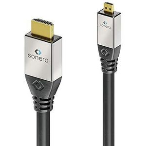 sonero® Premium 1,00 m micro-HDMI-kabel, HDMI-kabel met Ethernet, 4K/UHD/60Hz, 18 Gbit/s, zwart