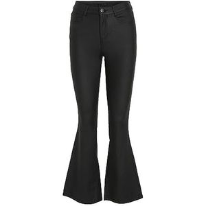 Vila Vicommit Coated Rw Flared Jeans-Noos Pantalon en similicuir pour femme, Noir, L(W) / 32L