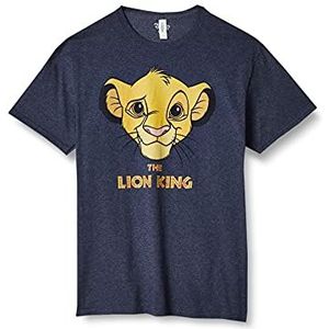 Disney Lion King Simba Face Paint Graphic Heren T-Shirt Navy Meliert, S, Chinees Navy Blauw