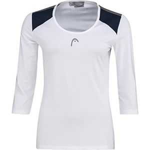 HEAD Dames Club 22 Tech 3/4 Shirt Women blouses & T-shirts (1-pack), wit/donkerblauw