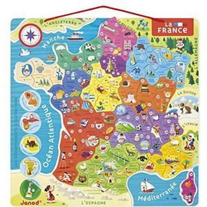 Janod - Magnetische puzzel van Frankrijk – 93 magnetische onderdelen – puzzel voor kinderen – ontdekken en memoriseren – educatief spel – vanaf 7 jaar J05480