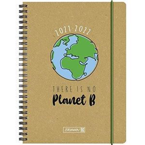 BRUNNEN 1072135212 Schoolagenda 2021/2022 (18 maanden) ""No Planet B"", A5, gerecycled leer