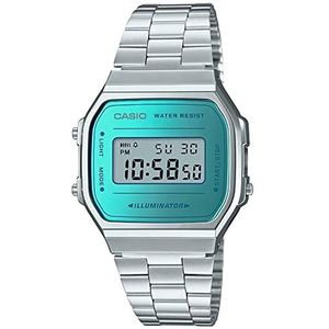 Casio Digitaal kwartshorloge voor volwassenen, uniseks, met roestvrijstalen armband, Zilver/Blauw, One Size