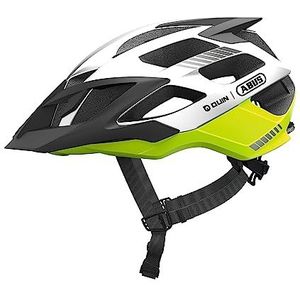 ABUS Moventor Quin Mountainbike-helm, smart fietshelm met ongevallenherkenning en SOS-alarmsysteem voor mannen en vrouwen, geel/zilver, maat M