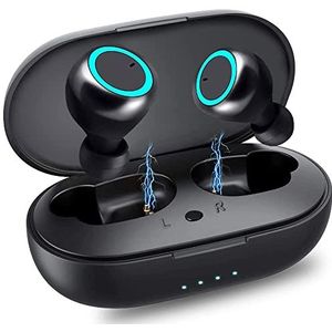 LJBH Bluetooth 5.3 hoofdtelefoon, draadloos, bluetooth, mini-in-ear hoofdtelefoon, IPX5, waterdicht, sport, 3D, stereo, hifi, touch-bediening, 30 uur speeltijd voor iOS en Android